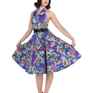 Hearts & Roses London Swing Purple Floral Dress size 6 NWT